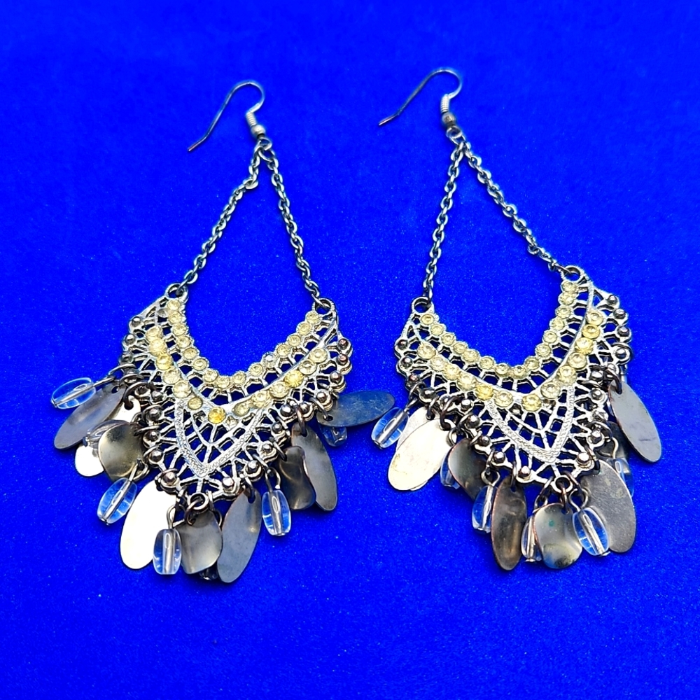 SALE! Vintage Silver & Crystal Earrings